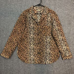 Stan Herman Jacket Womens M Fleece Leopard Animal Print Polyester Boho Glam Cozy